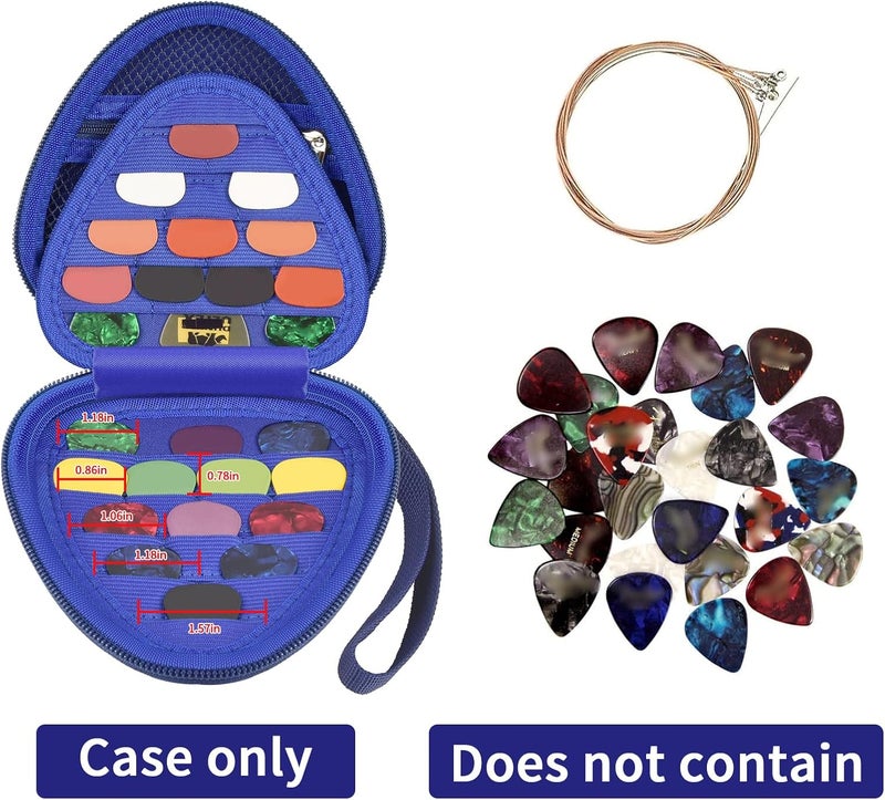 Comecase Guitar Picks Holder Case for Acoustic Electric Guitar Holds Over 39 Packs, Variety Pack Bass Picks Storage Pouch Organizer, Guitar Plectrums Bag with Mesh Pocket for Other Accessories - Blue - Image 2
